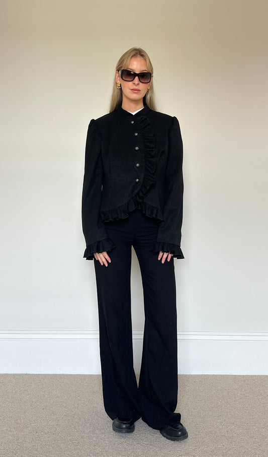 Vintage ruffle asymmetric jacket