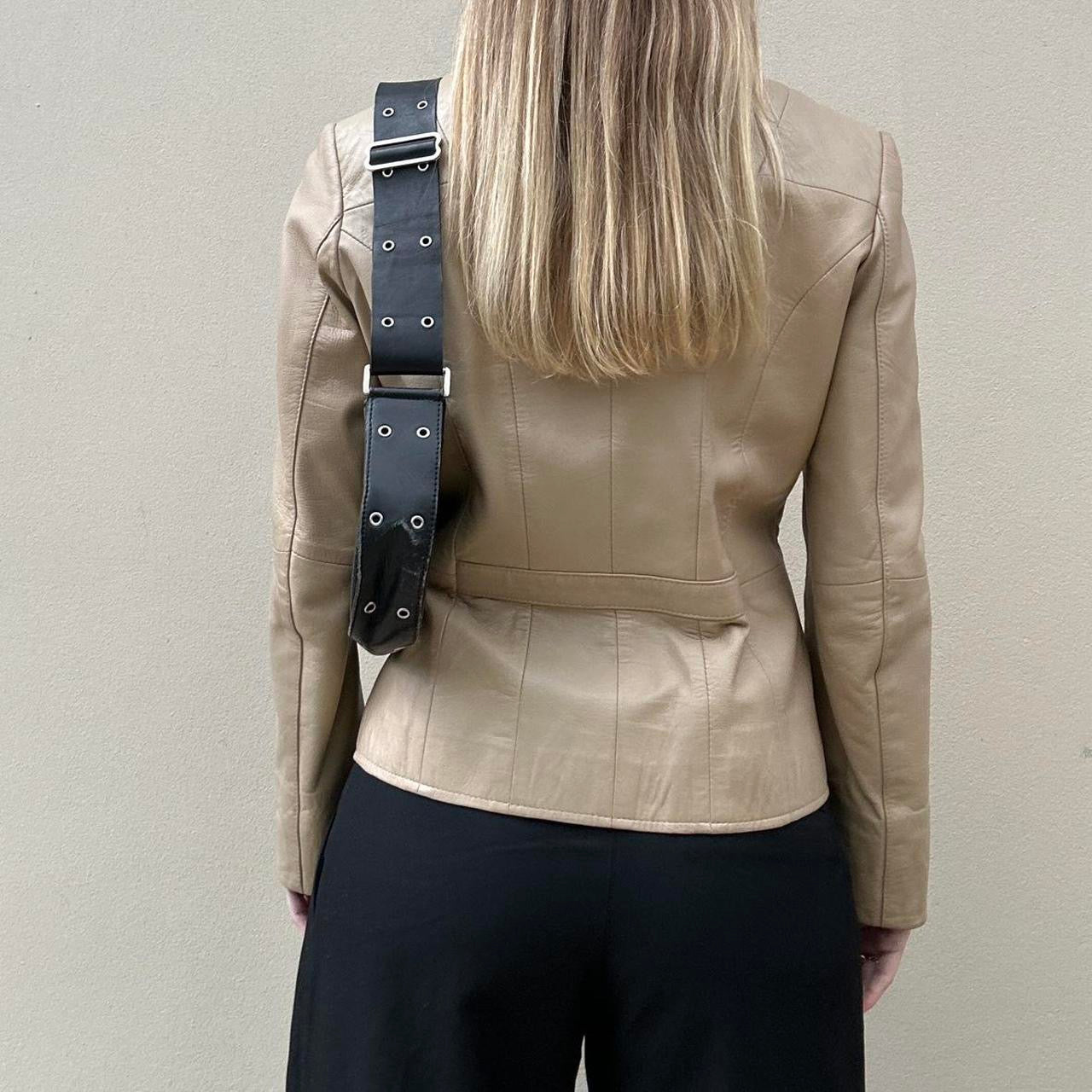 Vintage 00s cream leather jacket