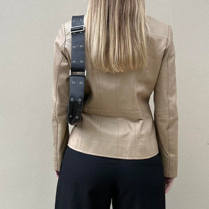 Vintage 00s cream leather jacket