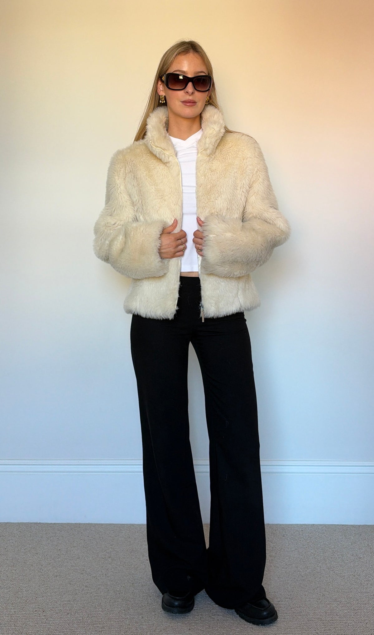 Vintage white faux fur jacket