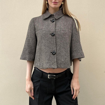 Vintage 00s herringbone pea coat