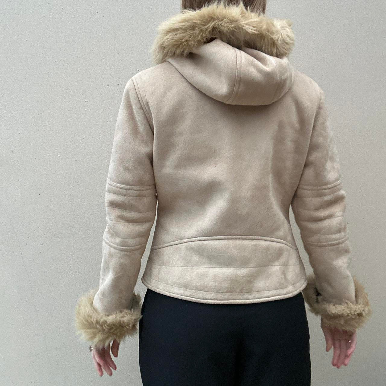 Cream faux suede jacket
