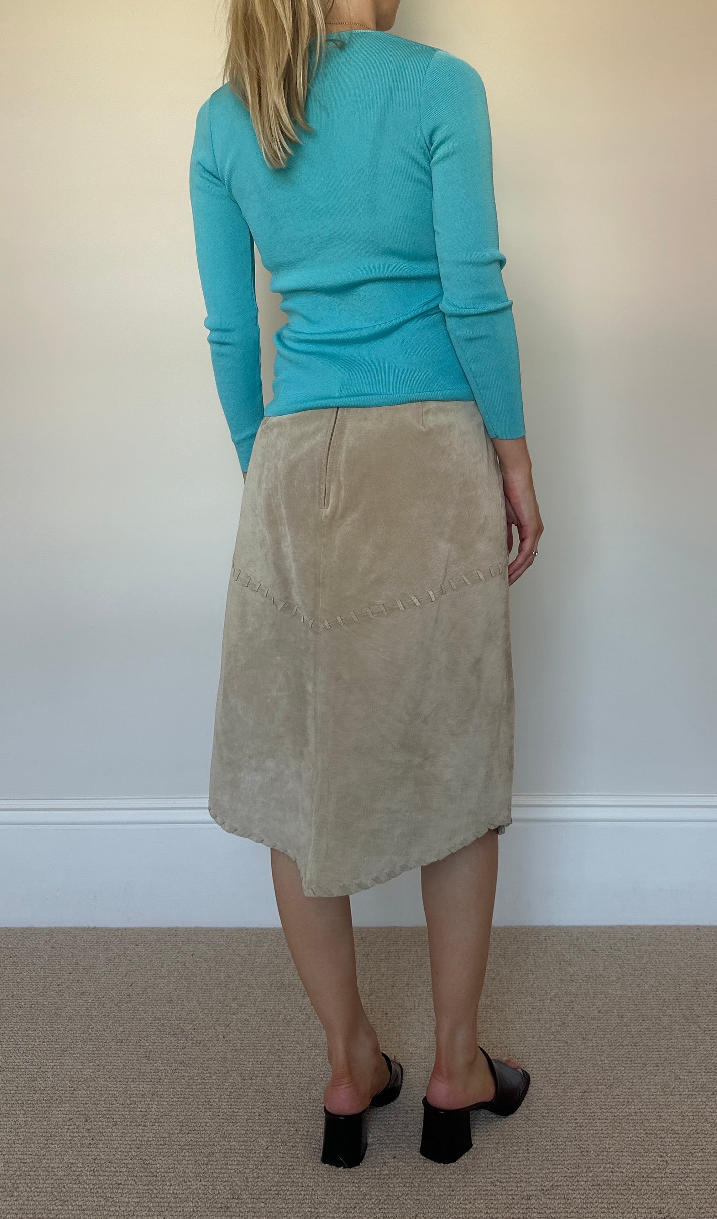 Vintage camel real suede skirt