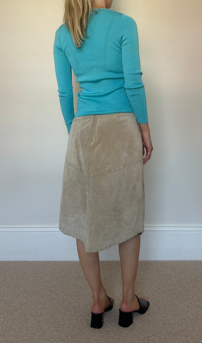 Vintage camel real suede skirt