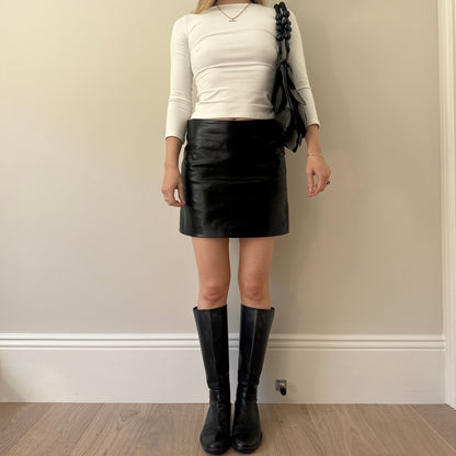 Vintage genuine leather mini skirt