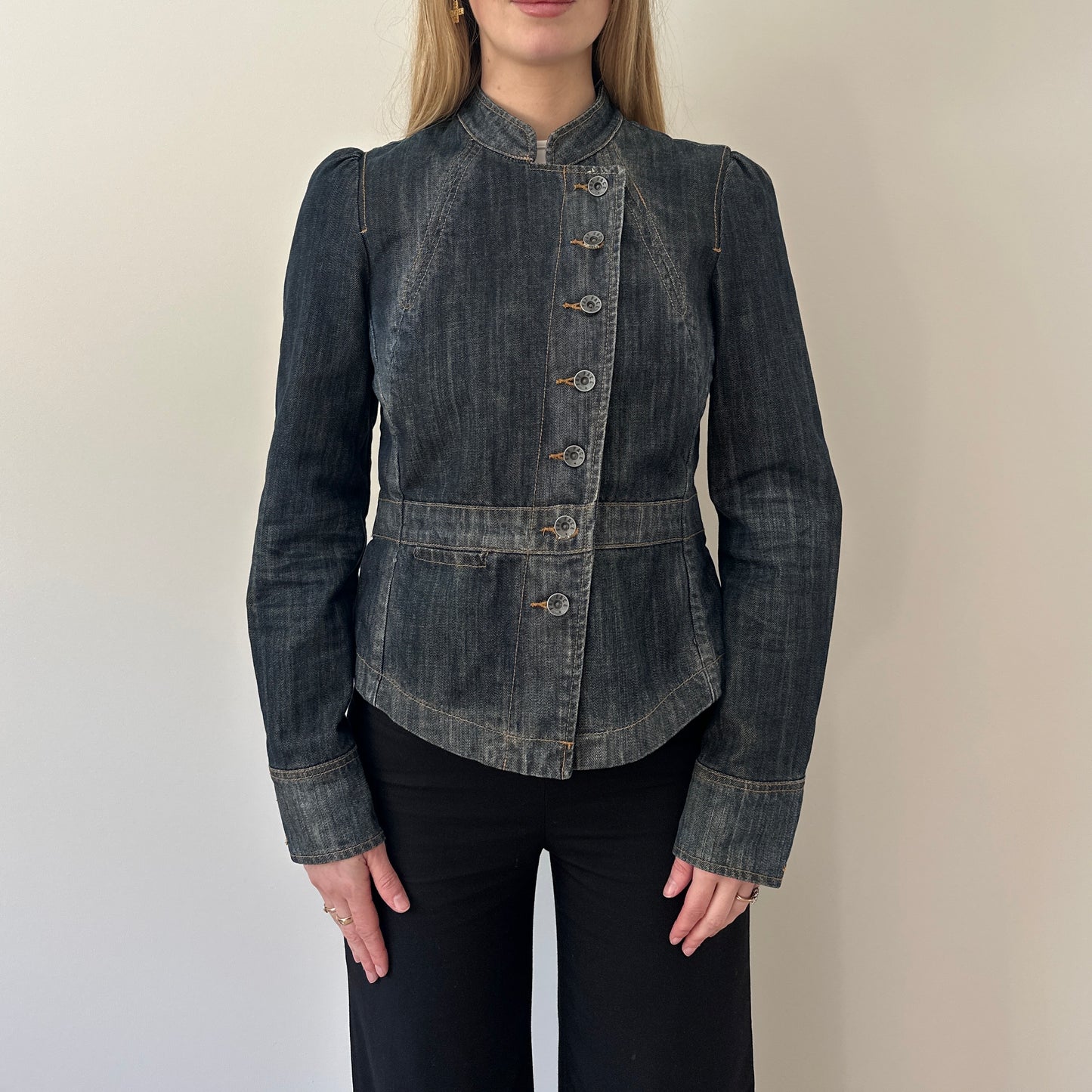 Vintage denim asymmetrical jacket