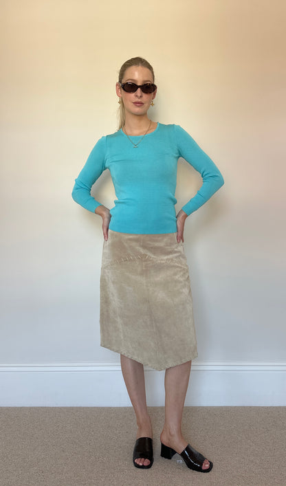 Vintage camel real suede skirt