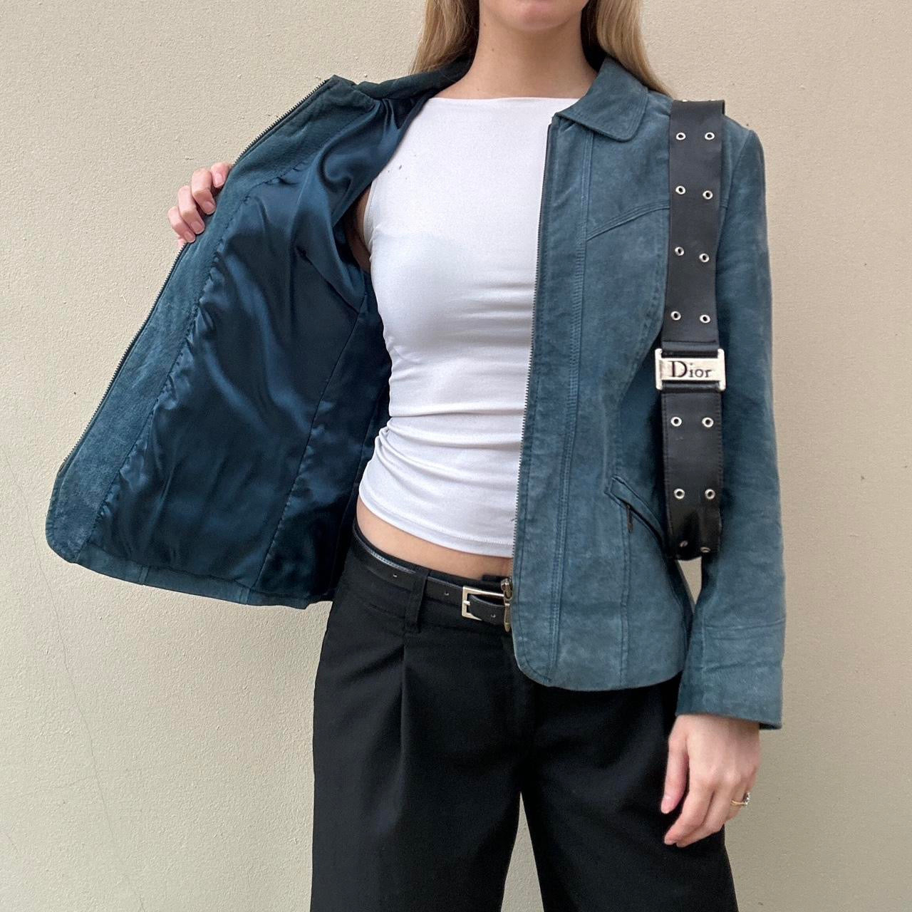 Vintage suede teal jacket