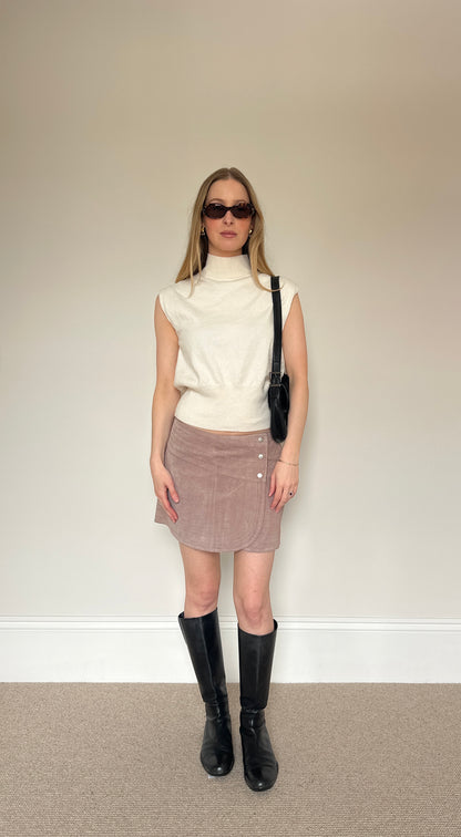 Vintage suede mauve wrap skirt