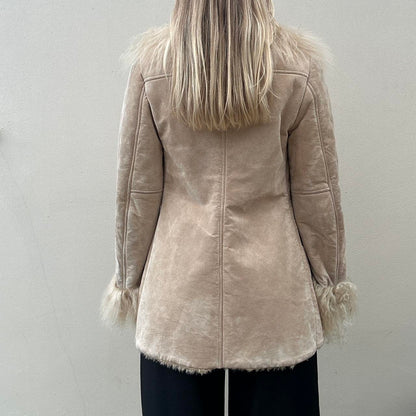 Vintage 00s suede & Mongolian fur afghan coat
