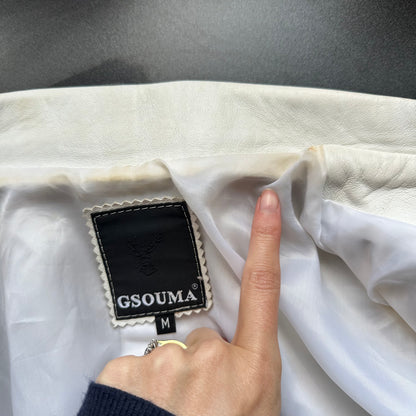 Vintage 00s white leather jacket