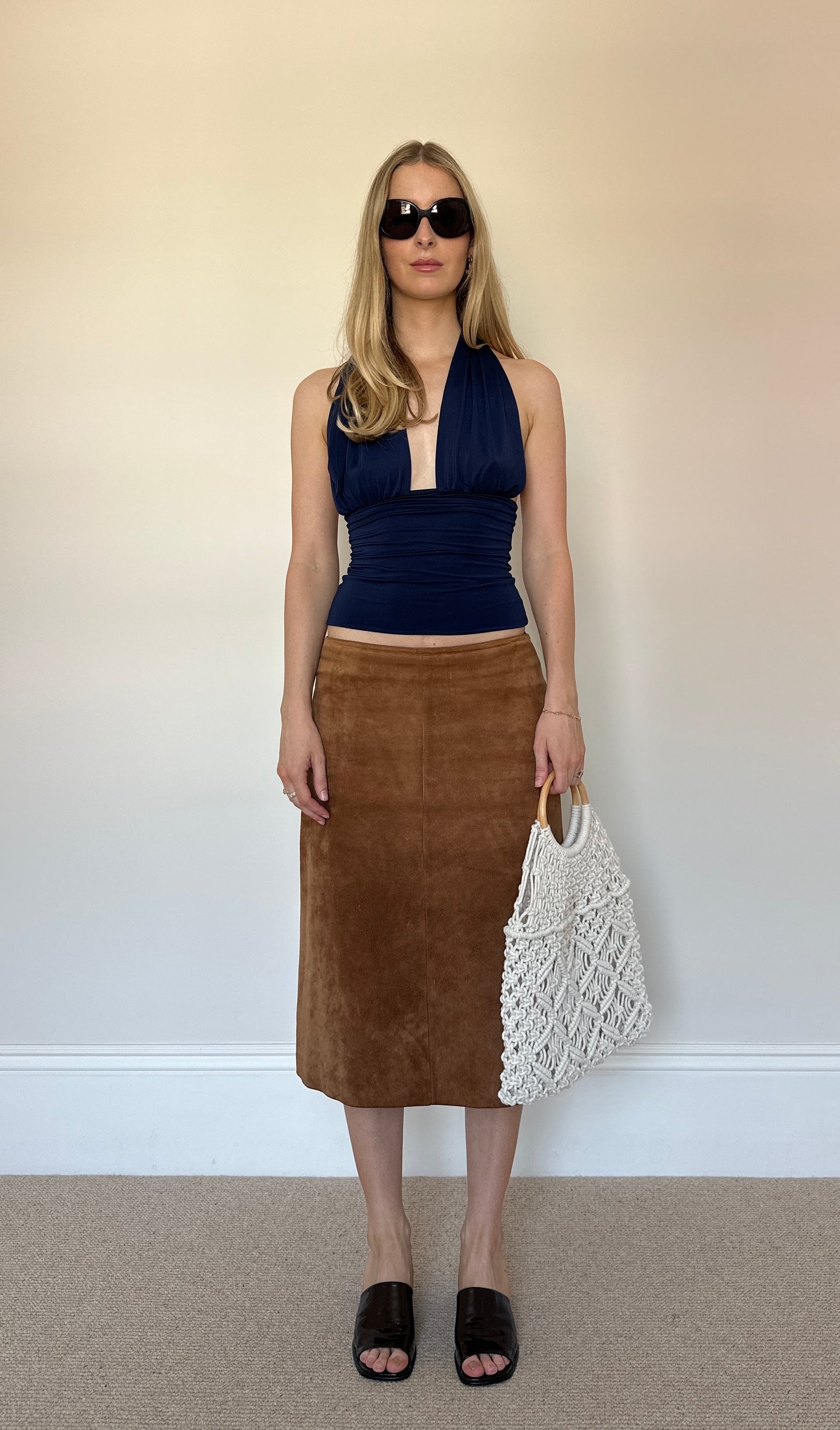 Vintage caramel suede skirt