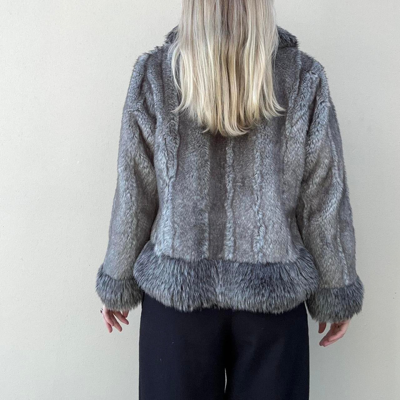 Vintage grey faux fur coat