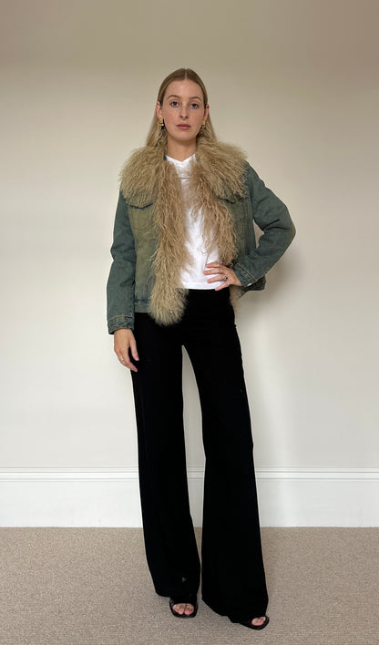 Vintage denim & Mongolian fur jacket