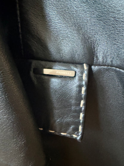 Vintage contrast stitch leather trench coat