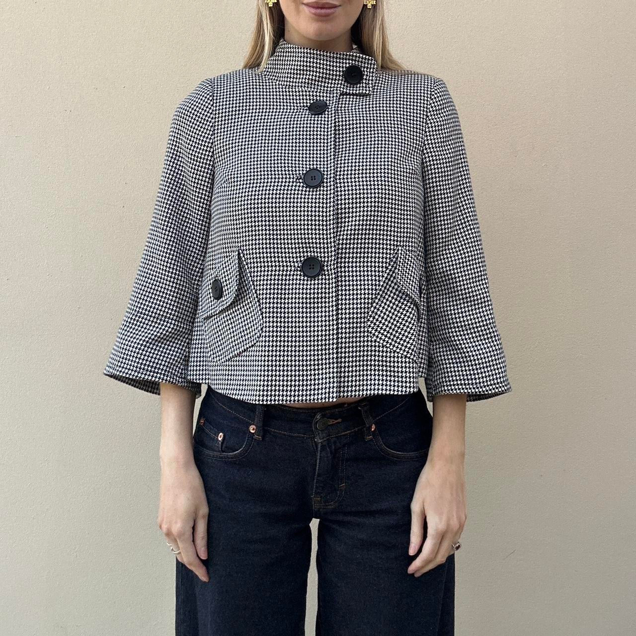 Vintage 00s houndstooth pea coat