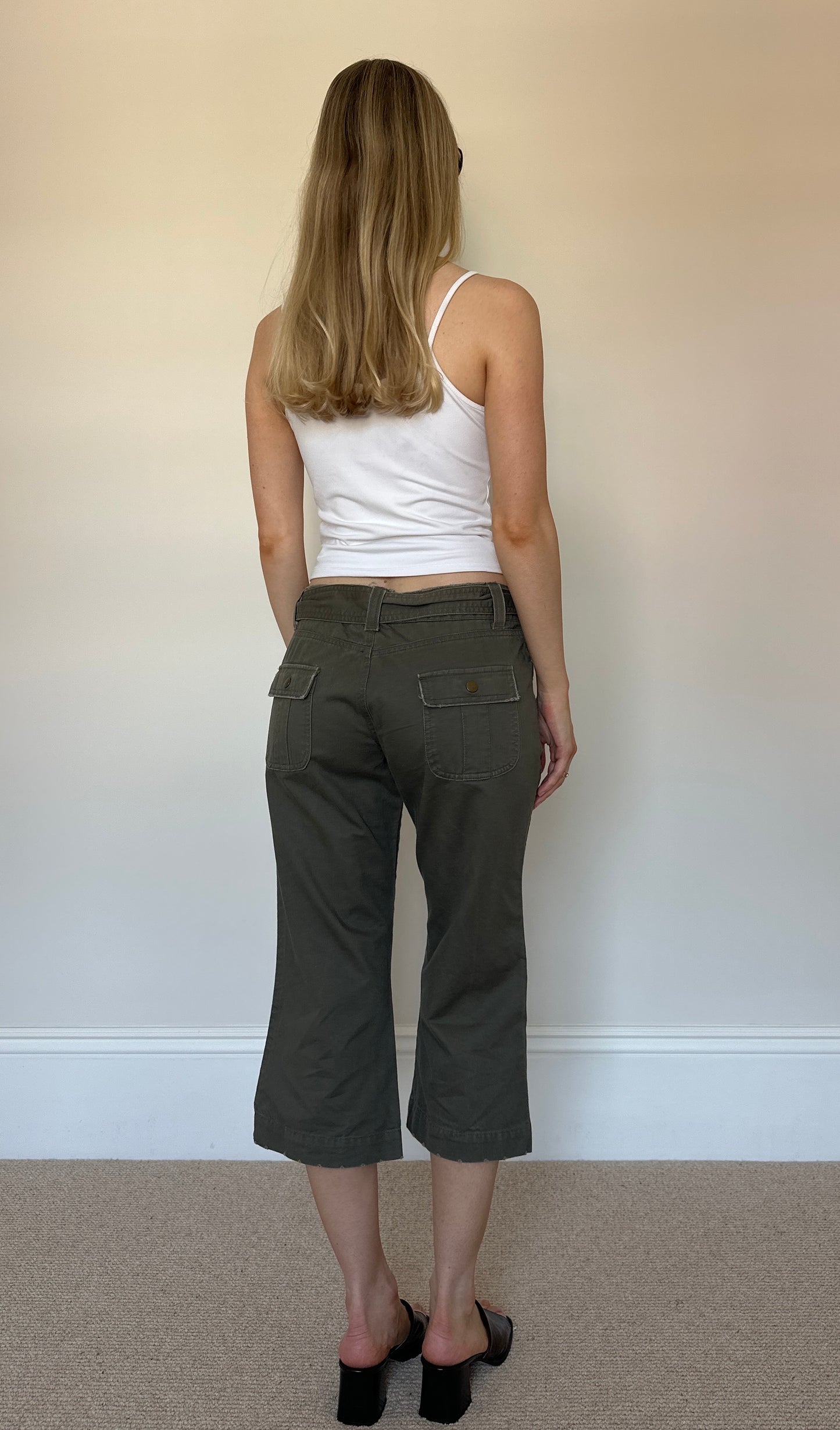 Vintage grommet belt khaki capris