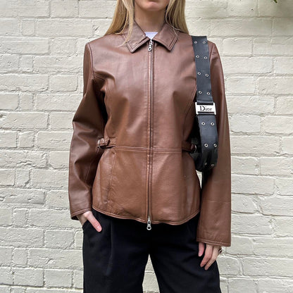 Vintage 00s brown leather jacket