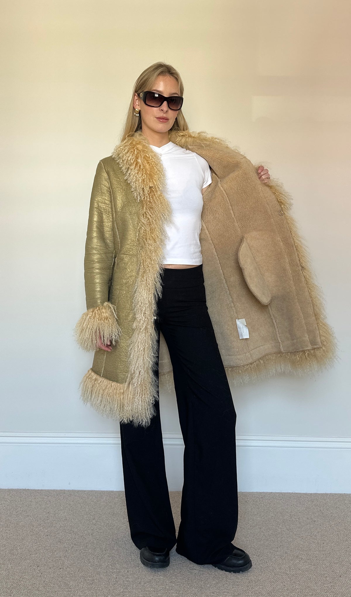 Vintage Mongolian fur gold coat