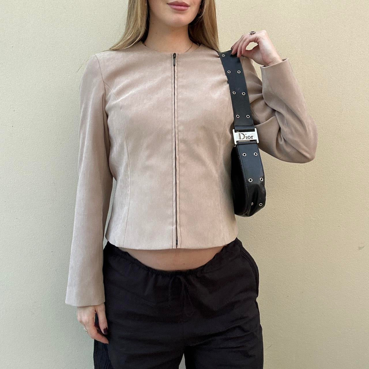 Vintage 00s beige faux suede jacket