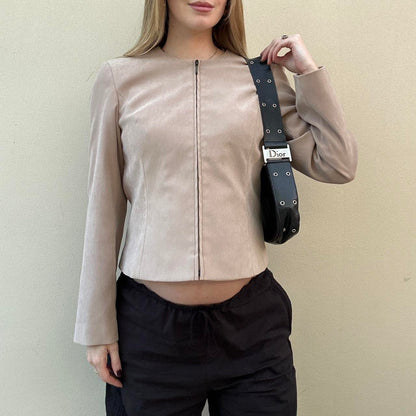Vintage 00s beige faux suede jacket