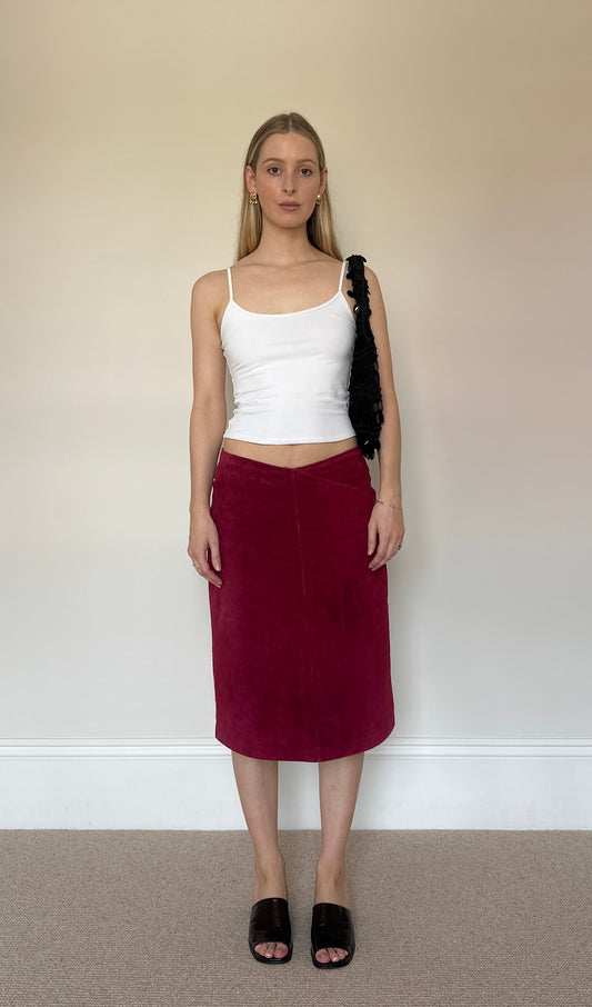 Vintage raspberry suede skirt