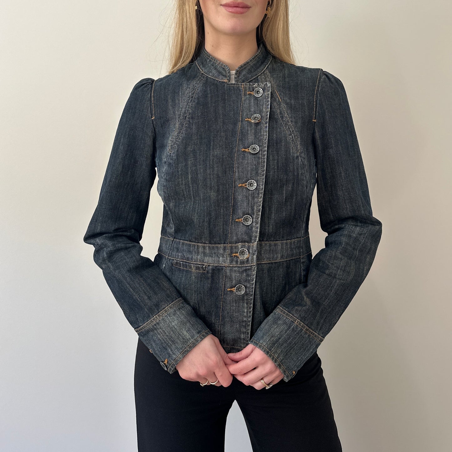 Vintage denim asymmetrical jacket
