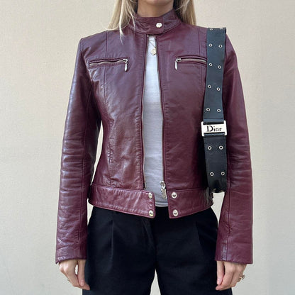 Vintage 00s burgundy biker jacket