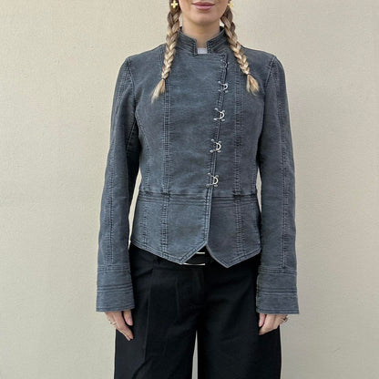 Vintage denim asymmetric jacket