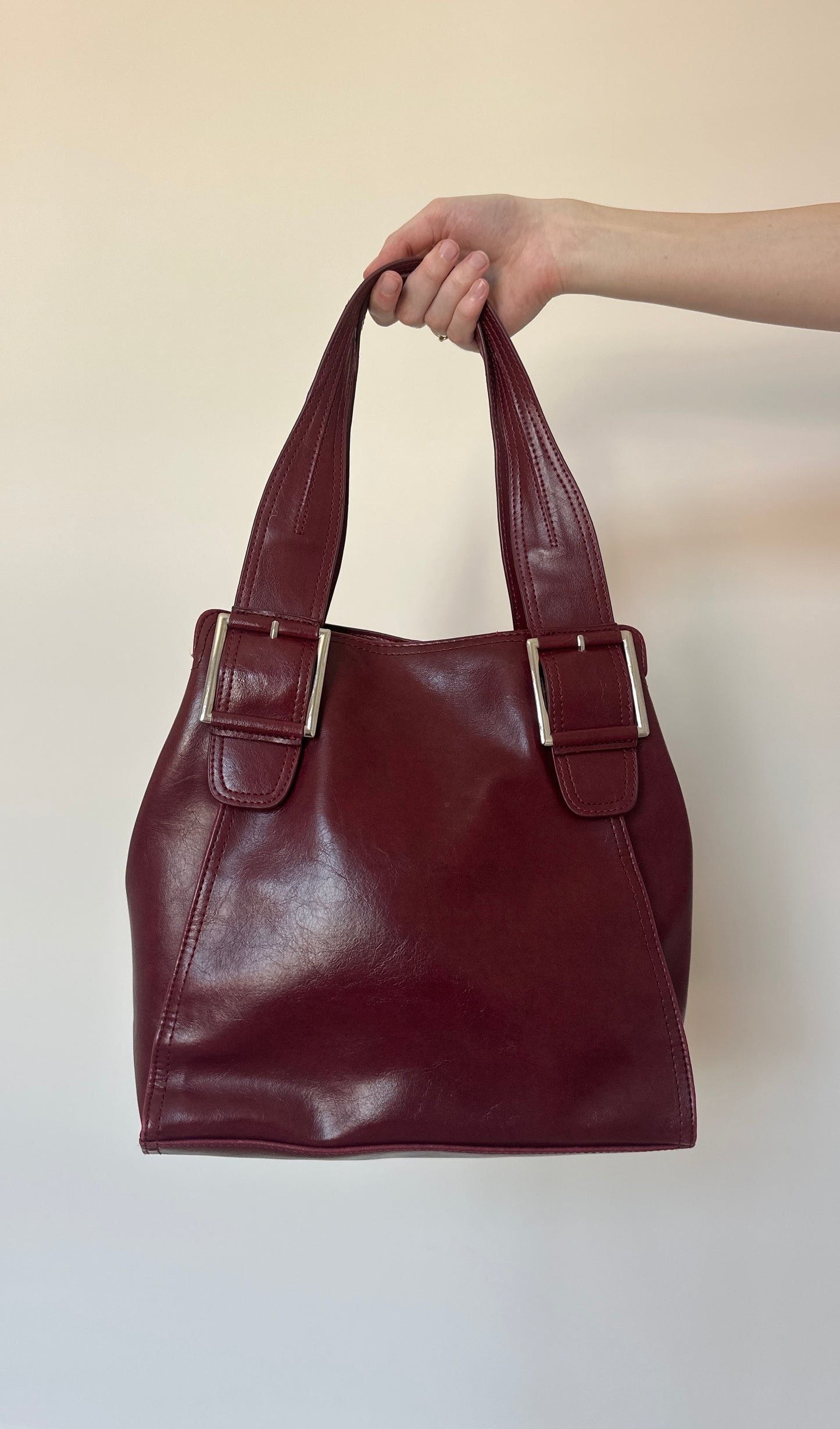 Vintage burgundy buckle bag
