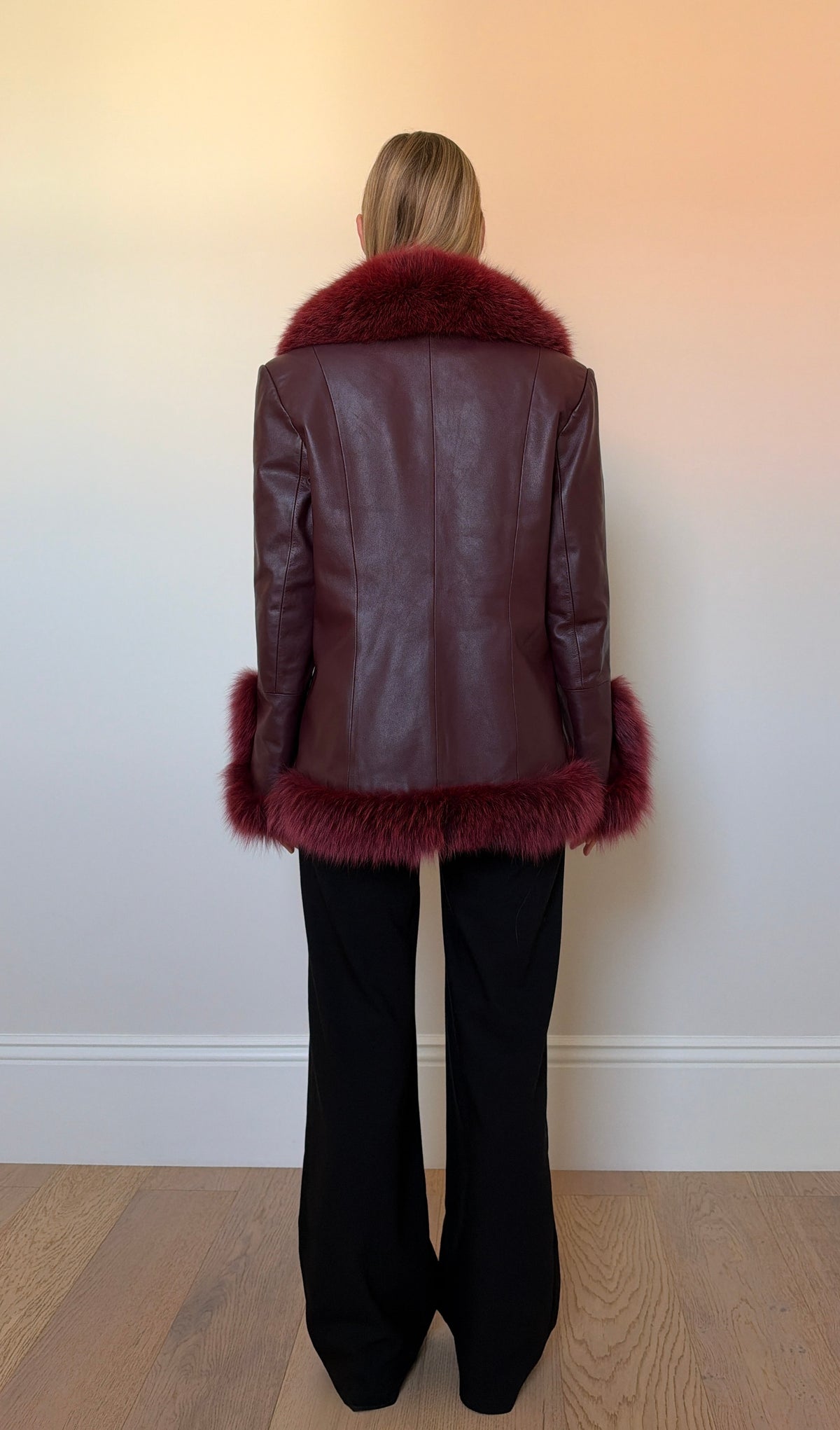 Vintage Burgundy Fur & Leather Jacket