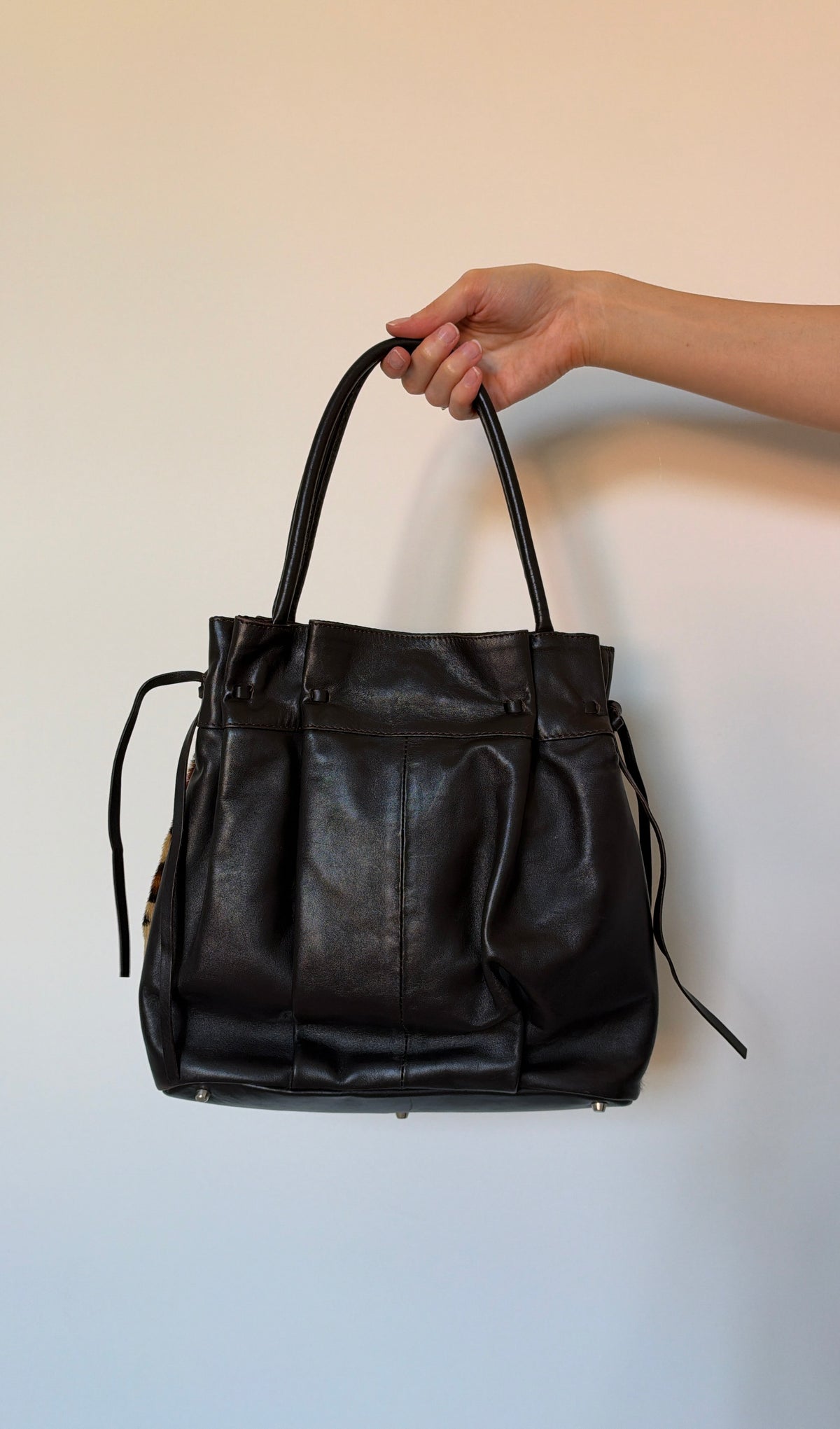 Vintage leopard skin leather bag