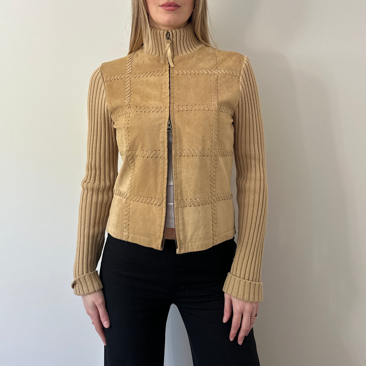 Vintage suede knit jumper jacket