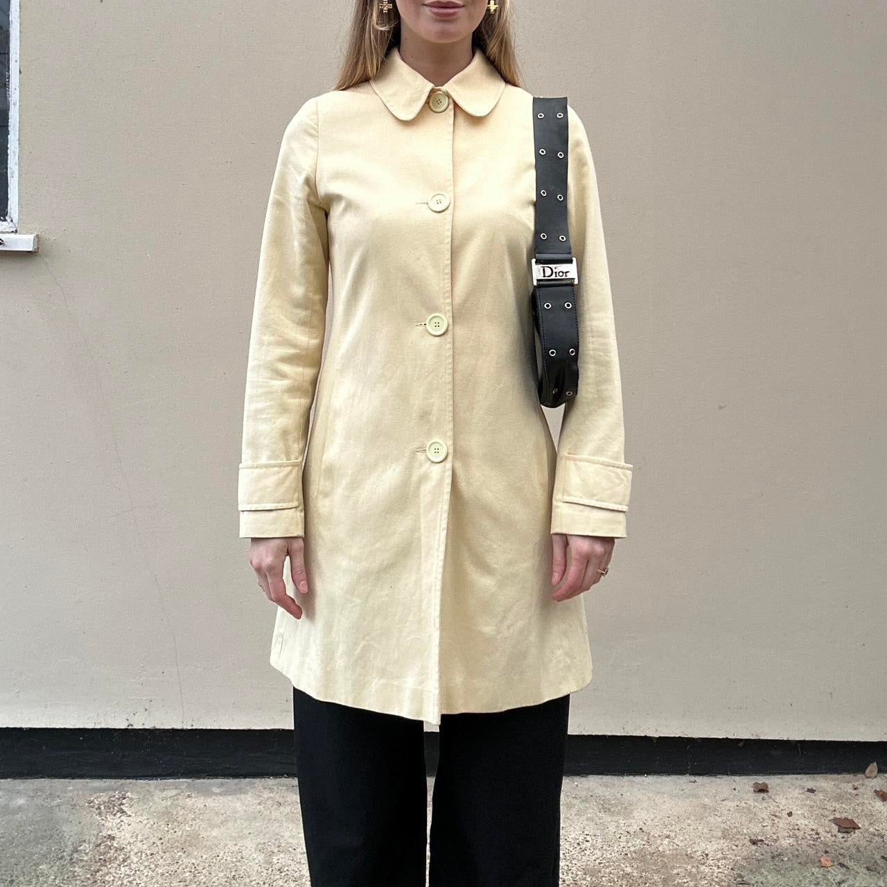 Vintage butter yellow pea trench coat
