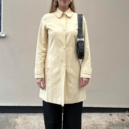 Vintage butter yellow pea trench coat