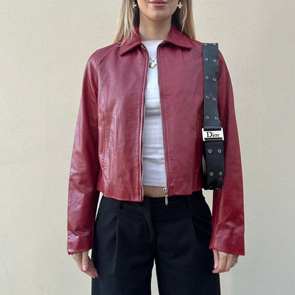 Vintage 00s red leather jacket