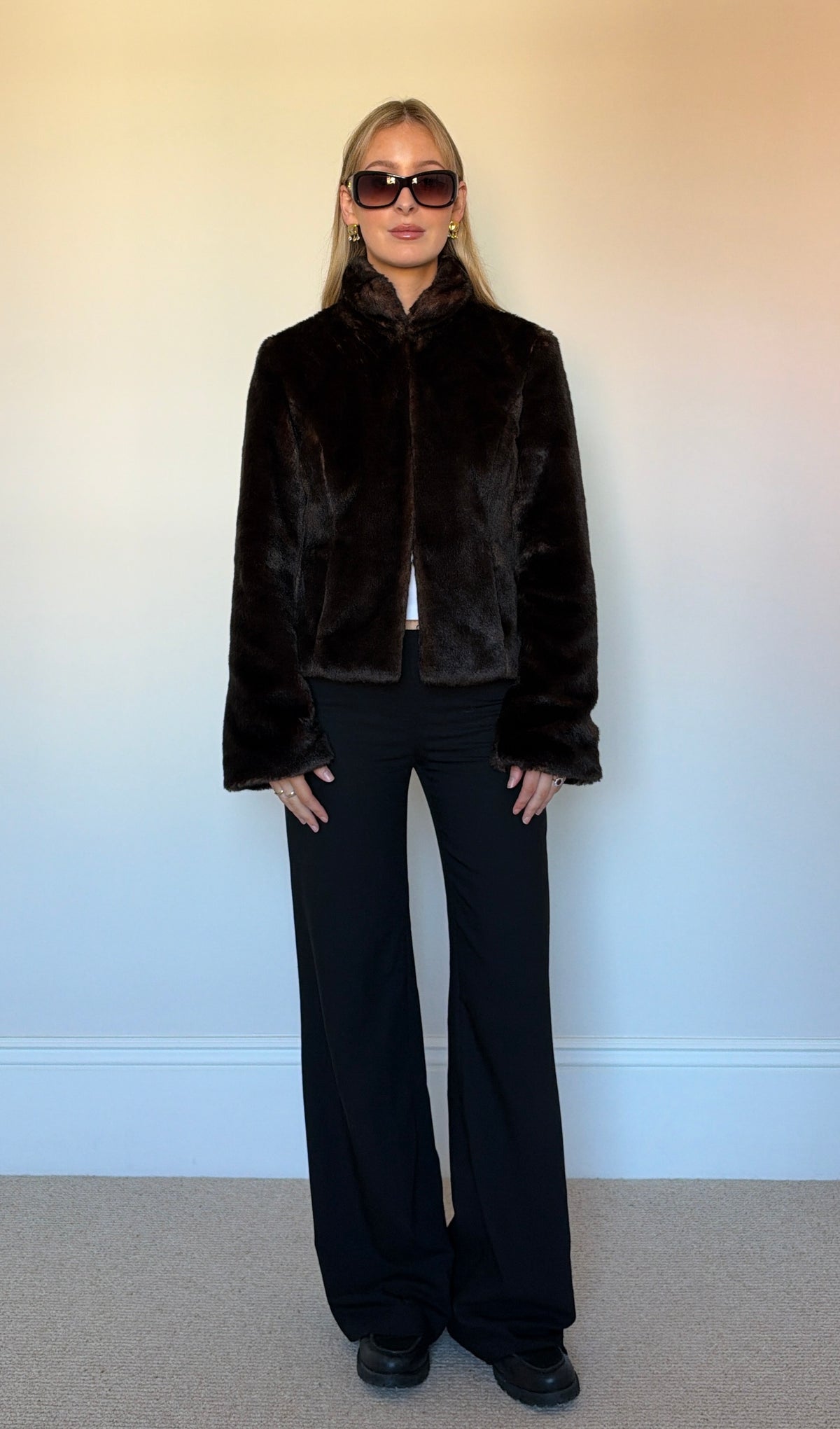 Vintage brown faux fur jacket