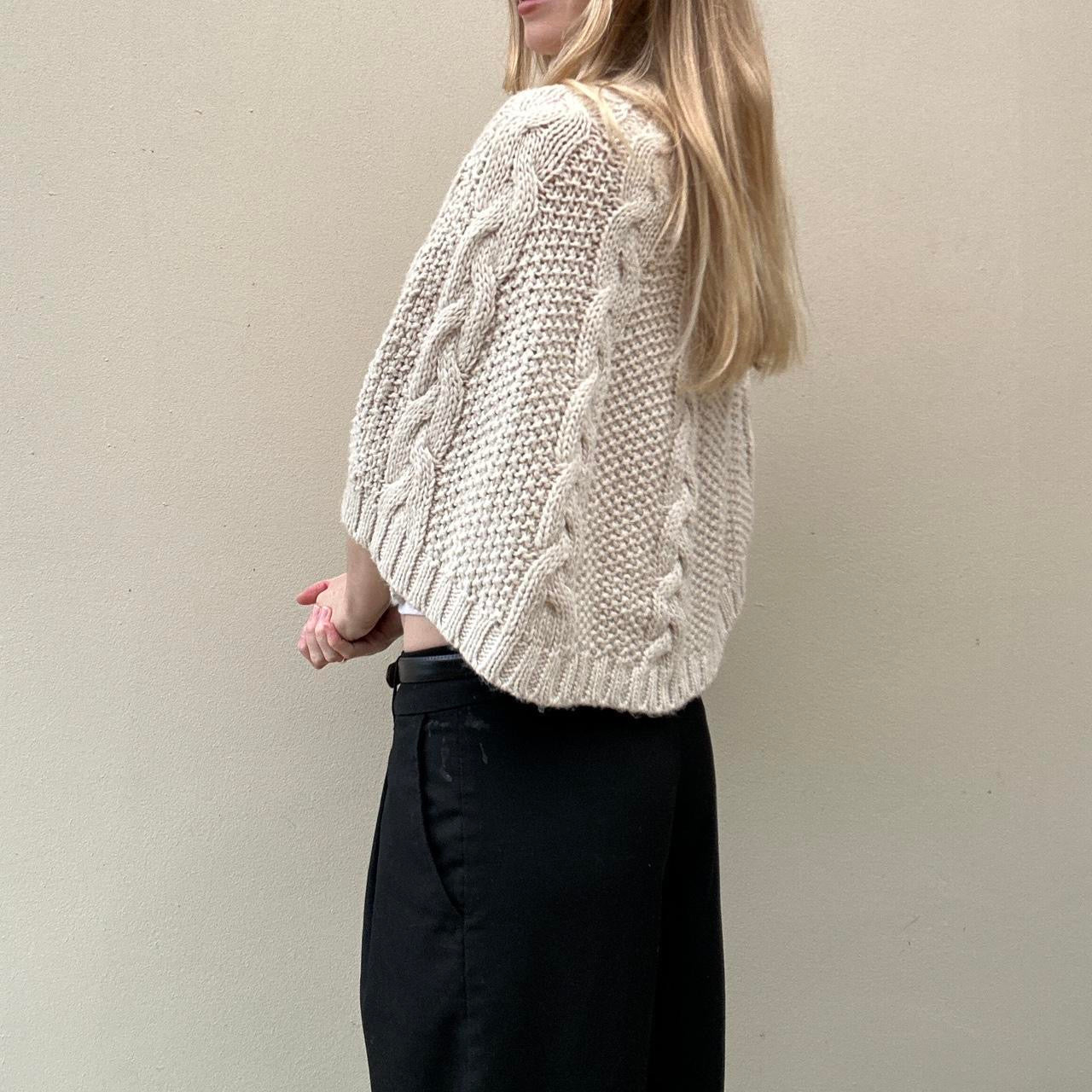 Vintage Cream cable knit poncho