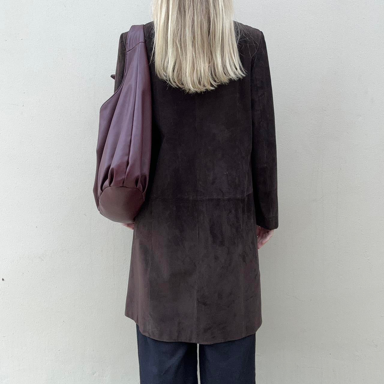 Vintage 90s chocolate brown suede coat