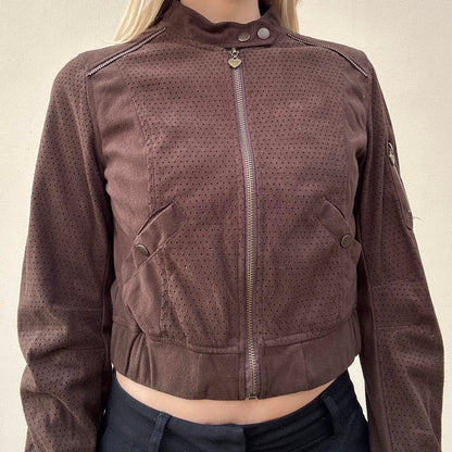 Vintage 00s brown biker jacket