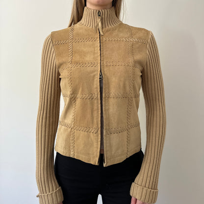 Vintage suede knit jumper jacket