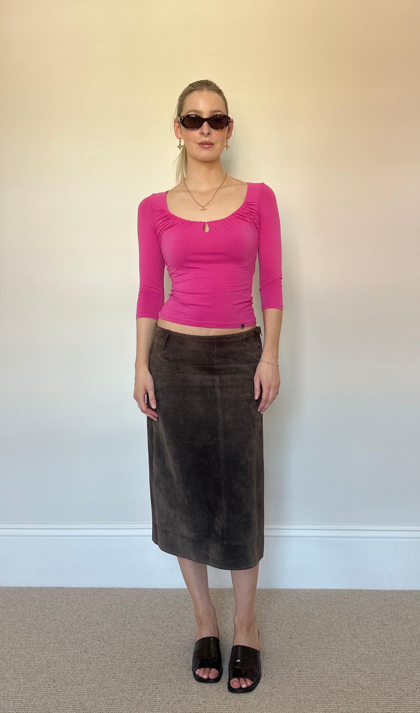 Vintage real suede brown skirt