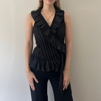 Vintage frill tie top