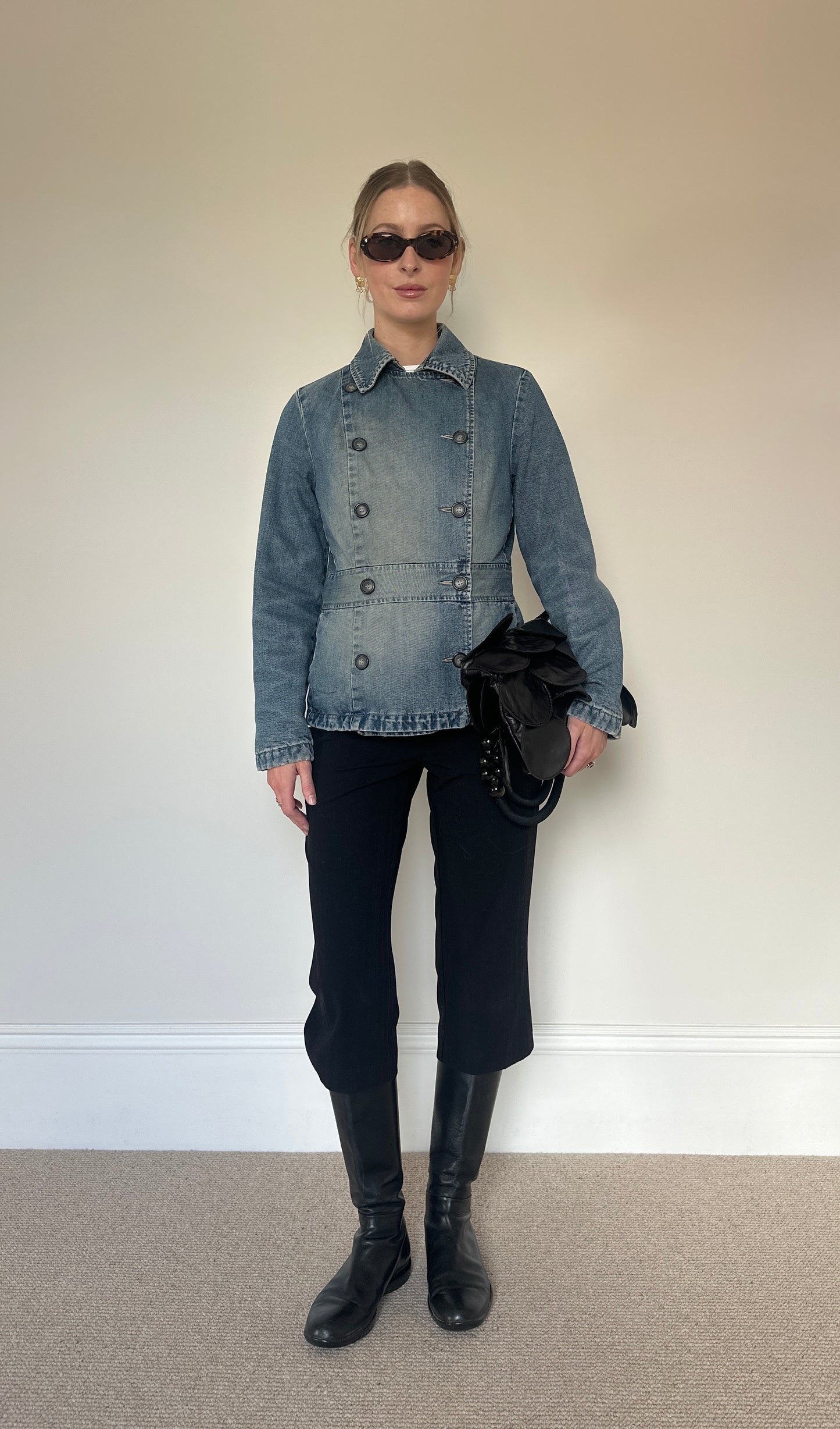 Vintage denim double breasted jacket