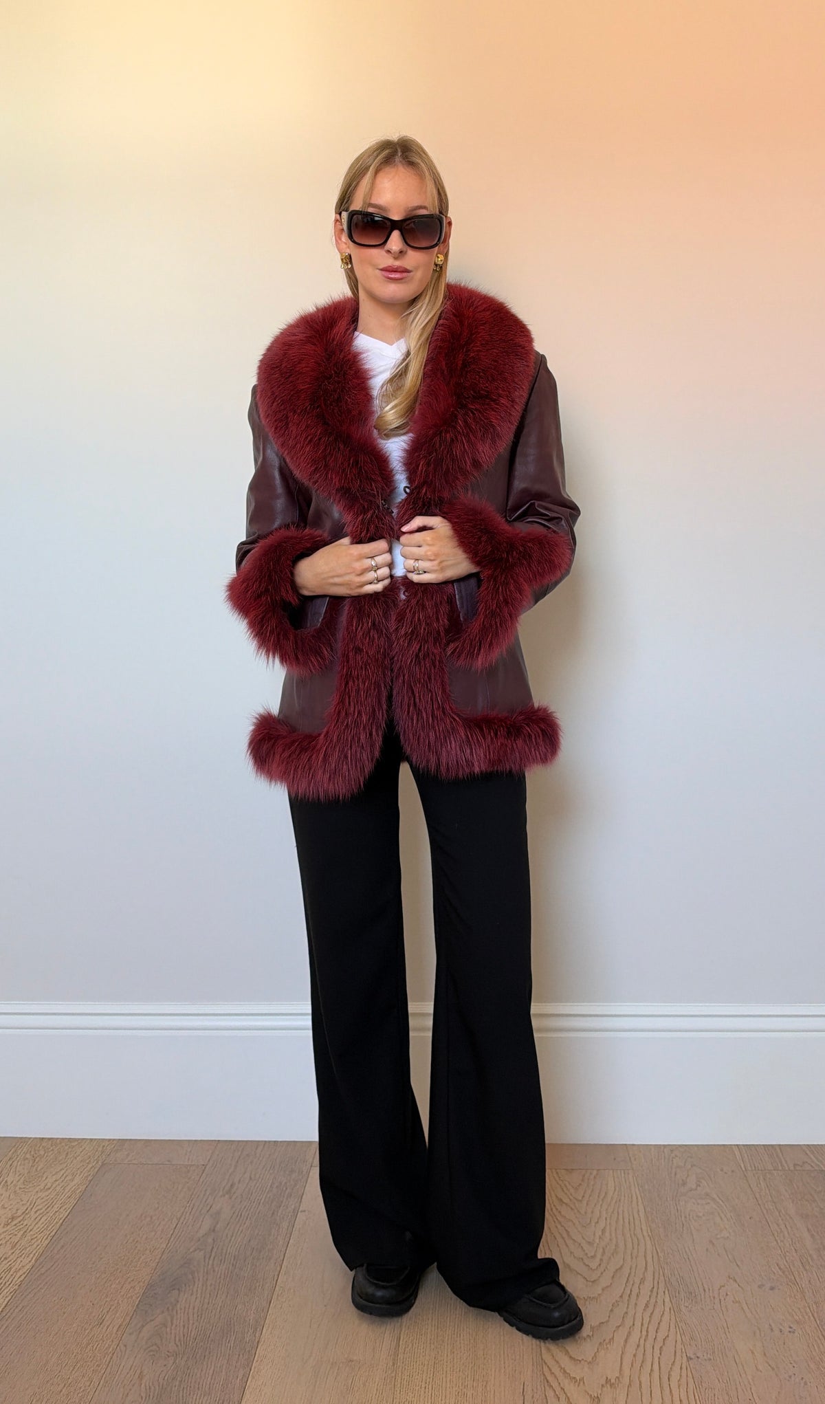 Vintage Burgundy Fur & Leather Jacket