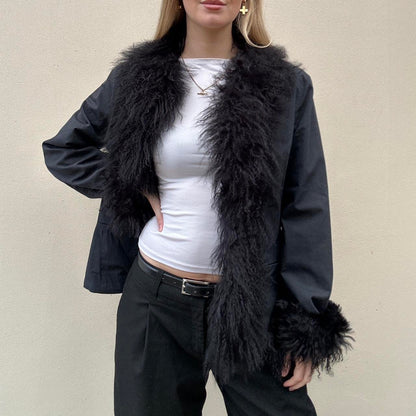 Vintage black Mongolian Afghan jacket