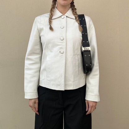 Vintage 00s white leather jacket