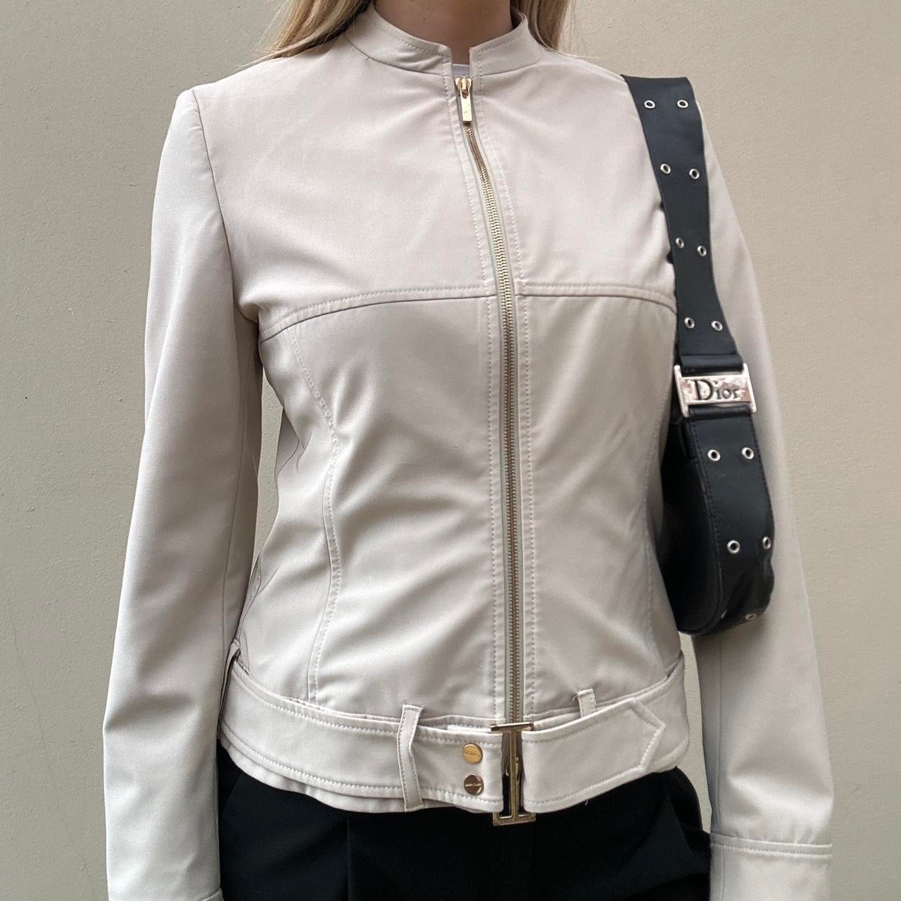 Vintage Karen millen cream biker jacket