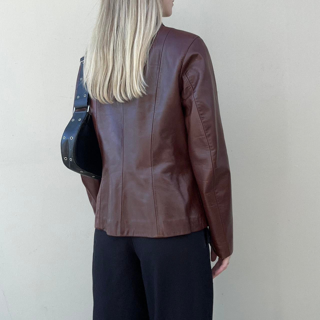 Vintage 00s rust brown leather jacket