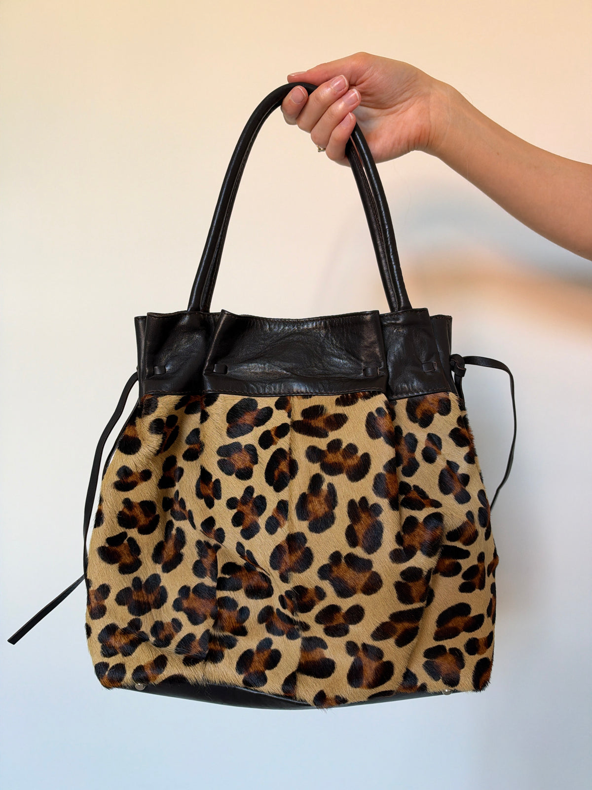 Vintage leopard skin leather bag
